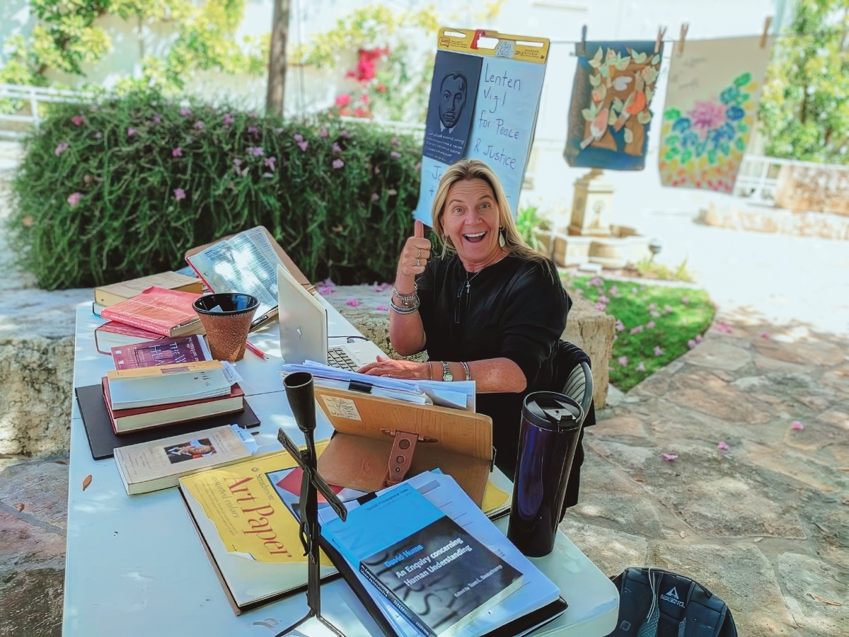 Teri at a Lenten vigil for peace and justice